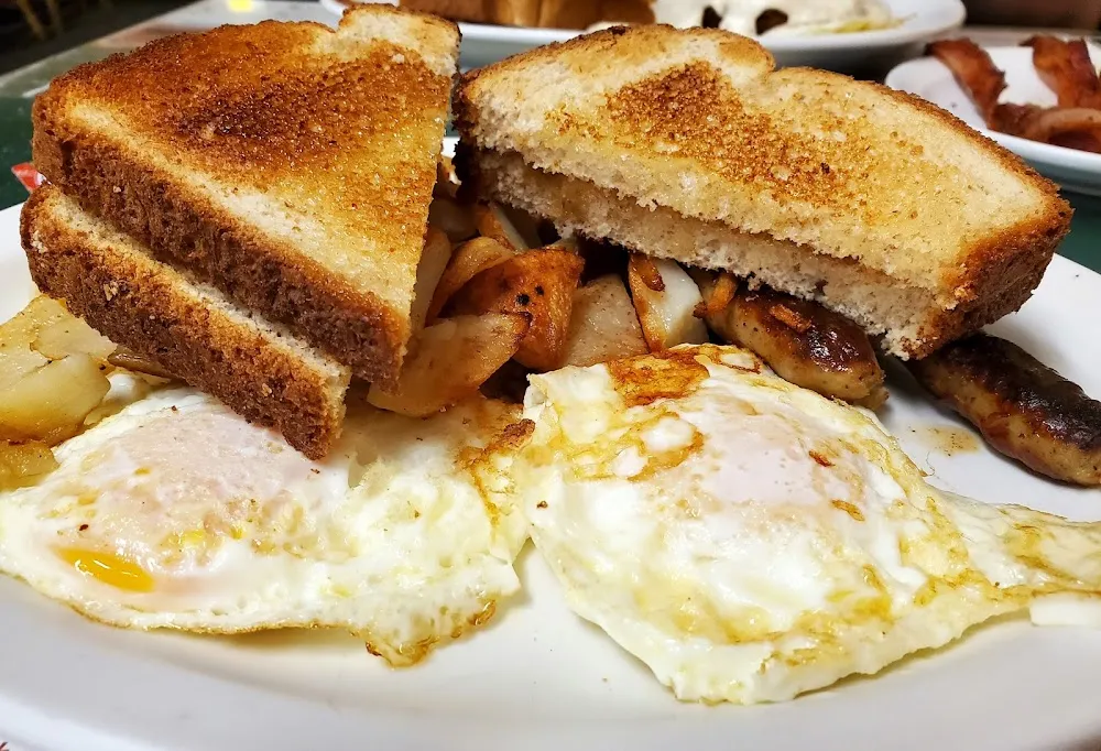 4 Eggs Meat Potatoes Toast